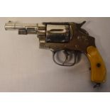 Deactivated Nagant .38" nickel plated revolver with ivory grips & certificate