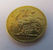 George V 22ct gold full sovereign 1927