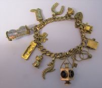 9ct gold charm bracelet total weight 27.6 g (20 g without swarovski)