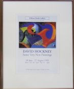 David Hockney (b.1937) framed lithographic exhibition poster print William Hardie Gallery 1993 42.