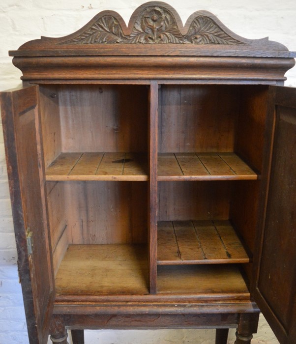Late 19th century carved oak cabinet on stand Ht 156cm W 80cm D 45cm - Image 2 of 2
