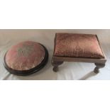 Circular footstool D 31 cm & rectangular footstool L 29 cm, H 13.5 cm, W 23 cm