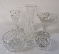 Various cut glass vases and bowls