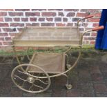 1970s Continental gilt metal drinks trolley with two tier carriage (top & bottom trays removable)