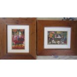 2 framed mixed media paintings by Russian artist Elena Khmeleva entitled 'Russian Village' 32cm x 37