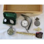 Various items inc silver pocket watch (af), Empire watch, Coronation medal etc
