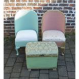 2 Lloyd Loom style chairs and a blanket box