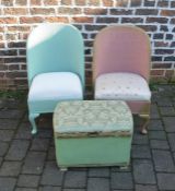 2 Lloyd Loom style chairs and a blanket box