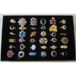 Jewellery tray containing assorted dress rings mainly silver marked 925 (36)