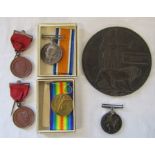 WWI death plaque to William Charles Muskett, WWI 1914-18 medal awarded to 19548 Pte W J Muskett A.