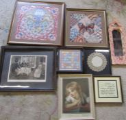 Assorted prints, tapestry / needlepoint and mirrors (sample shown)