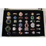 Jewellery tray containing assorted dress rings mainly silver marked 925 (35)