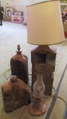 Wooden table lamps and candle holders