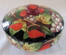 Moorcroft 2003 'Winter Harvest' pattern powder bowl and lid, initialled KW and DS D 12 cm H 7 cm