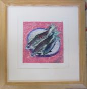 Pamela Guille A.R.C.A. framed artist's proof limited edition hand coloured etching entitled 'Three