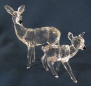 Swarovski deer and fawn H 9 cm and 6 cm both boxed with certificates