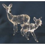 Swarovski deer and fawn H 9 cm and 6 cm both boxed with certificates