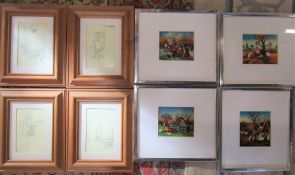Set of 4 framed Winnie the Pooh prints 22.5 x 27.5 cm & 4 framed Croatian native prints by M