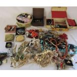 Quantity of costume jewellery, Hemes ladies watch, compacts and sewing kit