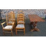 Stones Bros of Keelby refectory table and 6 ladder back chairs