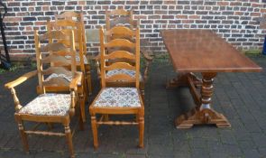 Stones Bros of Keelby refectory table and 6 ladder back chairs