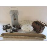 Thermos picnic flask, postal scales, camera, Limoges tureen and meat plate and baguette basket