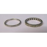 Platinum and diamond full eternity ring total 0.25 ct size N weight  1.9 g & platinum wedding band