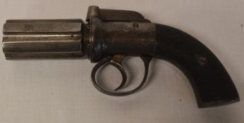 19th century pepper box six shot percussion pistol