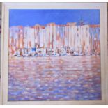 Oil on canvas 'Riviera Reflections' by Ken Devine 69.5 cm x 69.5 cm (size including frame)