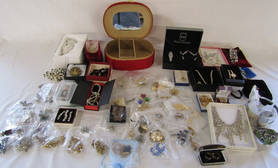 Large quantity of costume jewellery and watches