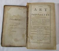 Edward Bysshe - The Art of English poetry vol I & II 1737 (front cover detached)