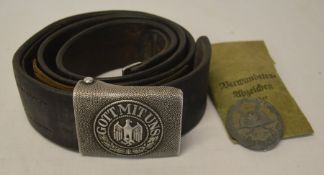 German Nazi uniform belt & decoration badge