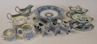 Burleigh Ware butter pot & milk jug, 3 cow creamers, pair of sauce tureens etc.