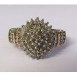 9ct gold diamond cluster ring 1.00 ct total size M total weight 5.8 g