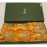 Boxed set of 6 Harrods cut glass tumblers