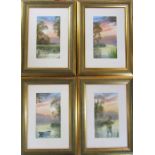 4 framed watercolours of lakeside scenes by D Haddow 27 cm x 37 cm (size including frame)