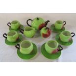 Carlton ware apple design tea set (2 small chips to underside of teapot lid)