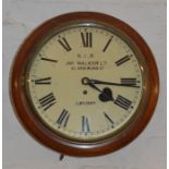 Mahogany case wall clock with inscription S.I.R JNo Walker Ltd 63 New Bond Street, London (dial