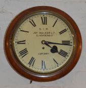 Mahogany case wall clock with inscription S.I.R JNo Walker Ltd 63 New Bond Street, London (dial