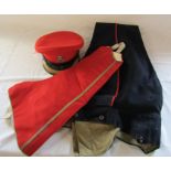 Military uniform consisting of cap, trousers L 120 cm and waistcoat (all with moth damage)