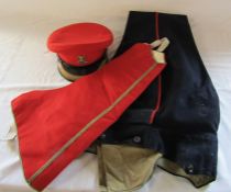 Military uniform consisting of cap, trousers L 120 cm and waistcoat (all with moth damage)