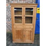 Victorian pine glazed cupboard H 180 cm L 110 cm D 50 cm