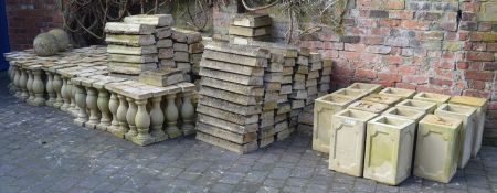 Large quantity of stone effect garden balustrade walling