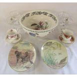 Large Portmeirion Botanic garden bowl, pair of Royal Worcester the Country Diary of an Edwardian