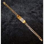 9ct gold flat curb link identity bracelet 20.4g