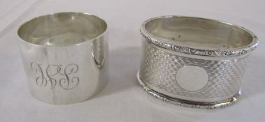 2 silver napkin rings Birmingham 1938 and Sheffield 1937 weight 2.60 ozt