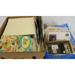 A large box of stamps, stamp album and stock books