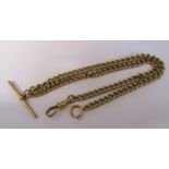 9ct gold Albert watch chain with T bar L 38 cm weight 19.1 g