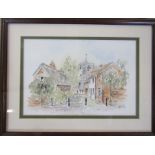 Framed pen and watercolour painting of St Marys Horncastle by Ash Buckingham 43 cm x 33 cm (size