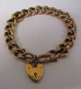 9ct gold gate bracelet with padlock clasp (damage to link) weight 14.7 g